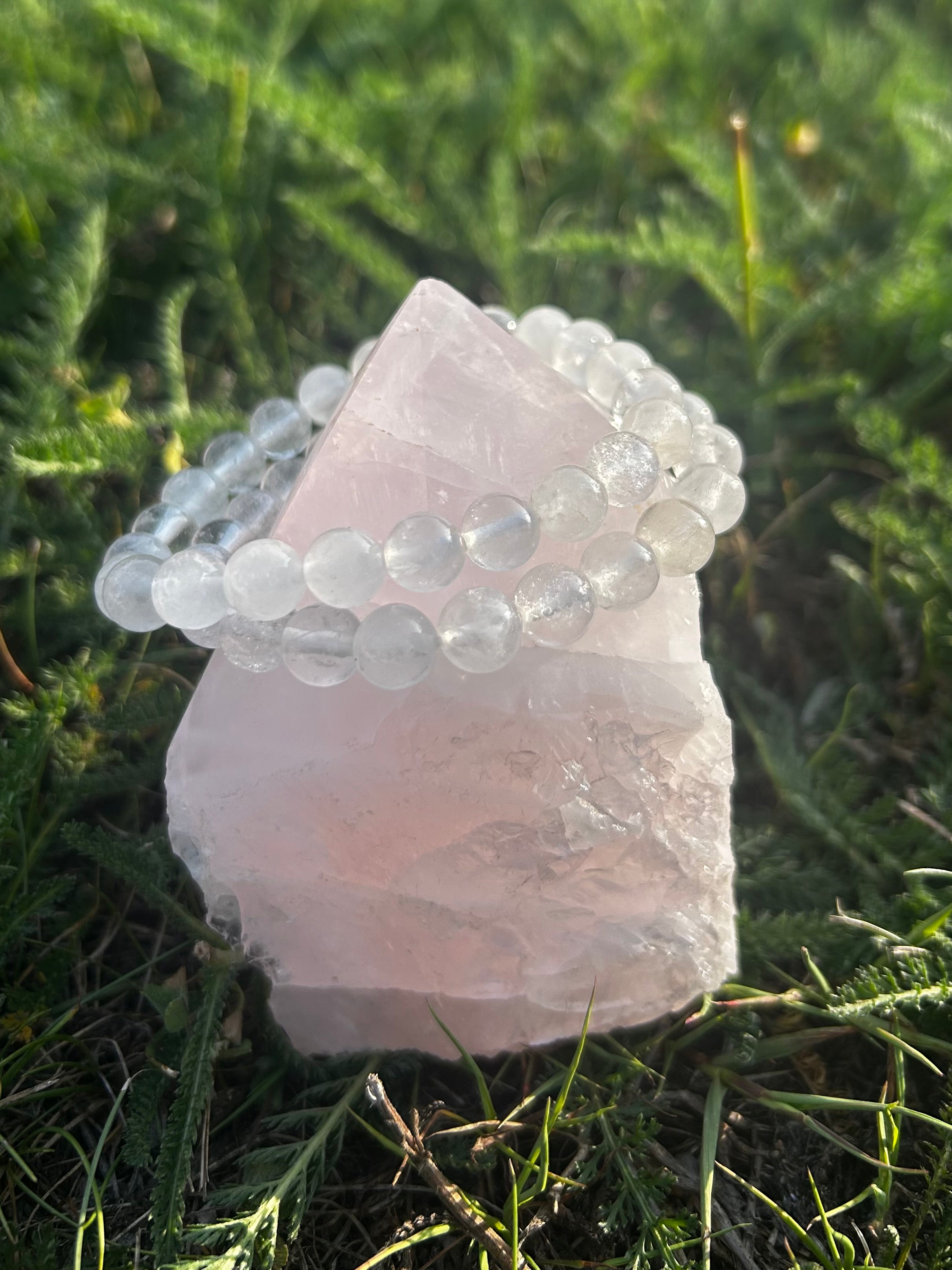 Clear Quartz bracelet with 8mm natural translucent gemstone beads