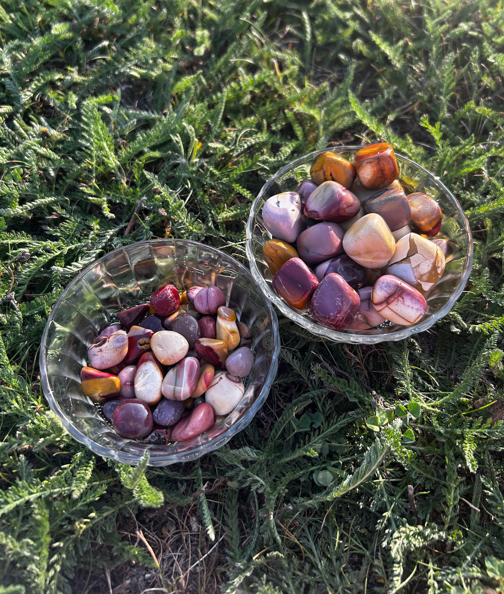 Polished Mookaite Jasper tumbled stone showing natural patterns