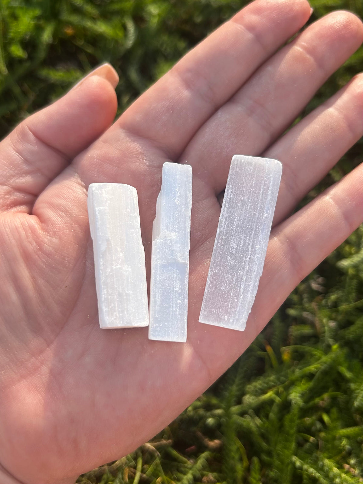 Natural Selenite crystal sticks with translucent white coloring