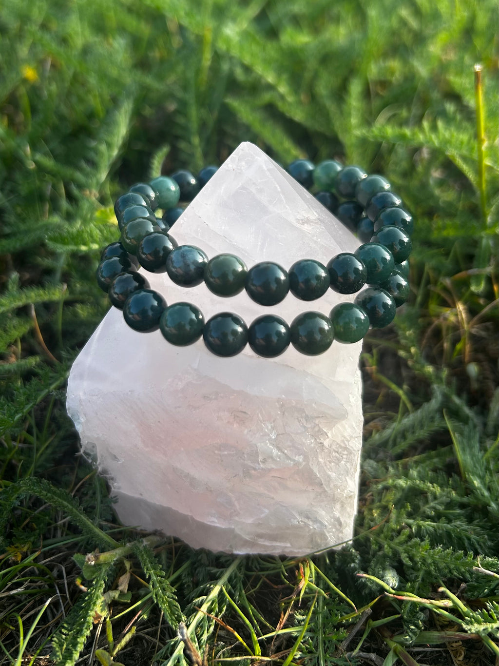 Moss Agate bracelet with 8mm natural green gemstone beads