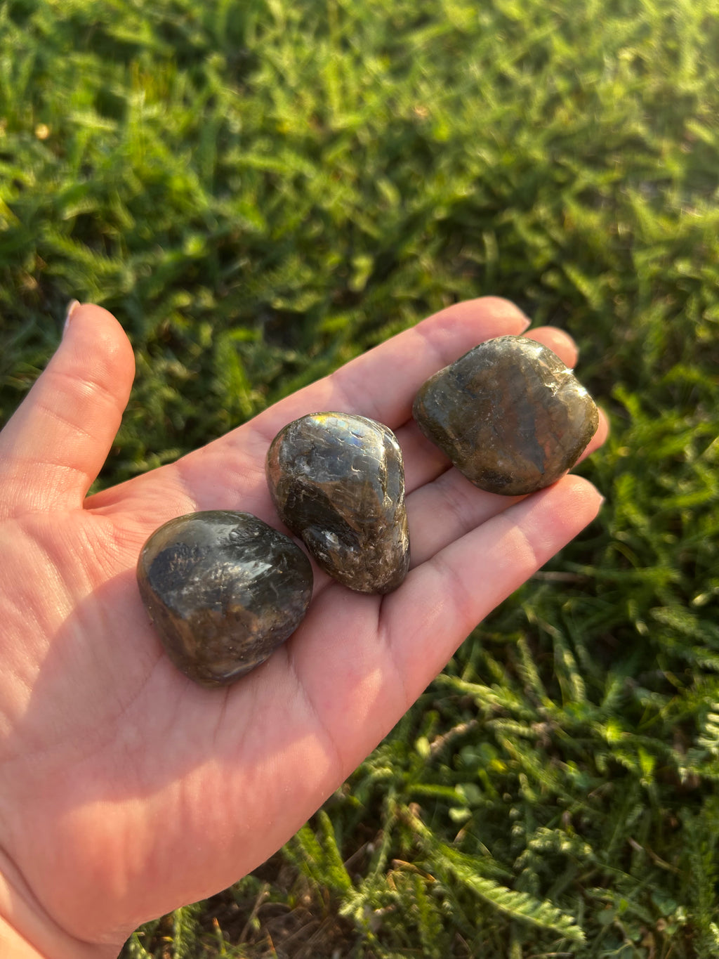 Large Labradorite tumbled stones with blue, green, and gold flashes
