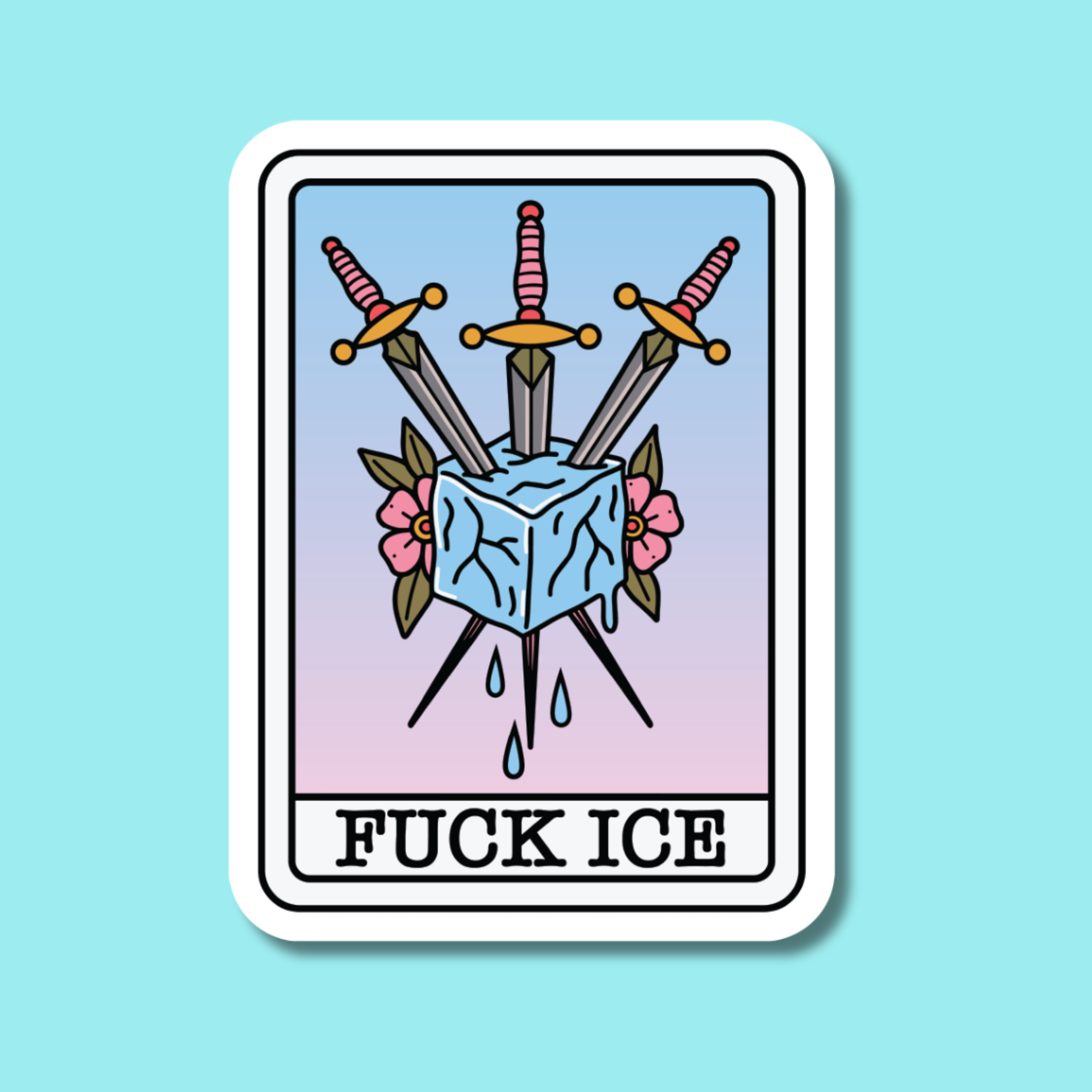 Fuck Ice Tarot Social Justice Sticker - Profits Donated