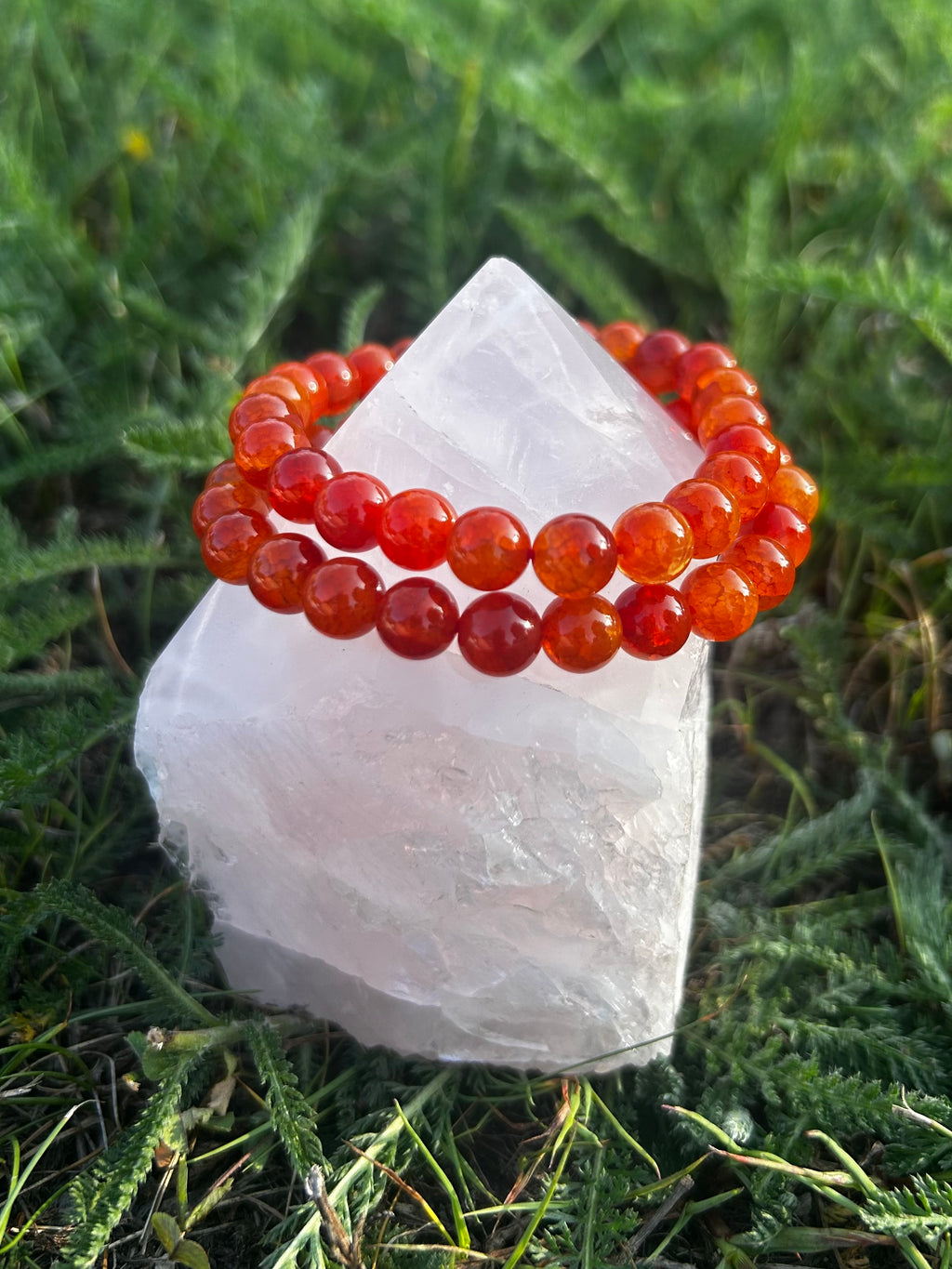 Fire Agate bracelet with 8mm natural red and orange gemstone beads