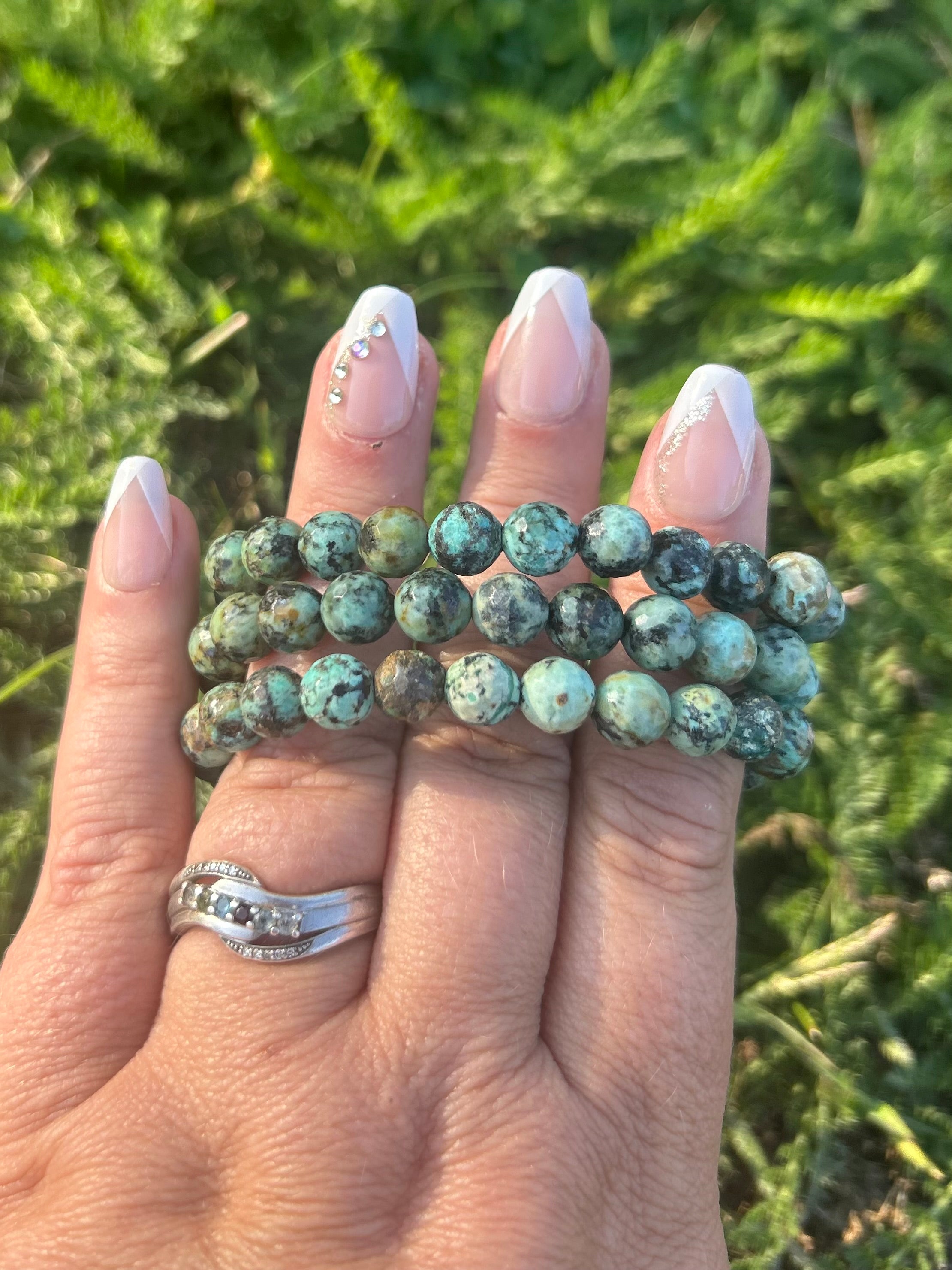 African Turquoise Faceted Bracelet | 8mm Natural Gemstone