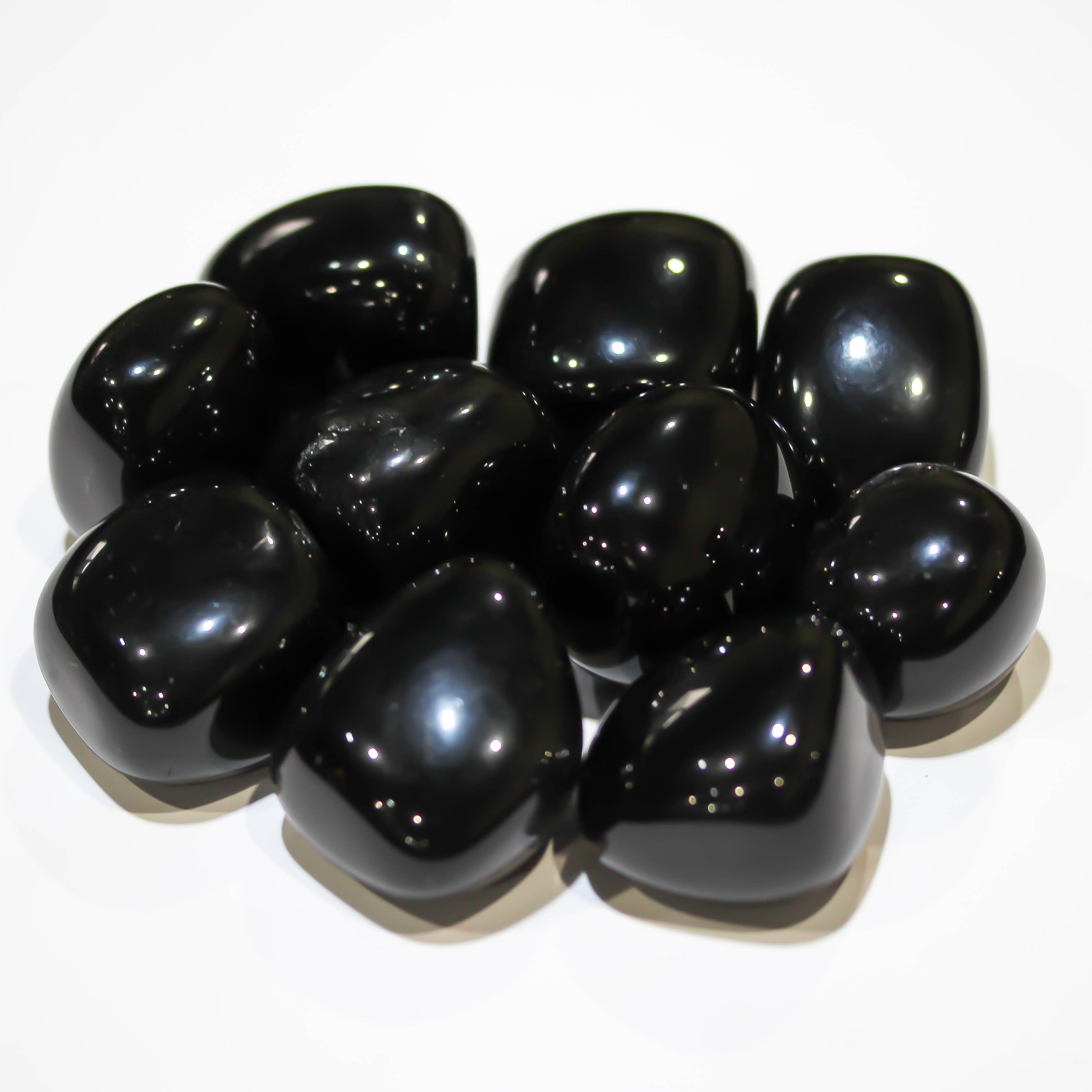 Large Black Obsidian crystal tumbled stones for a crystal collection