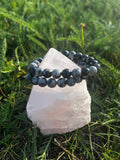 Natural Snowflake Obsidian bracelet with white snowflake patterns