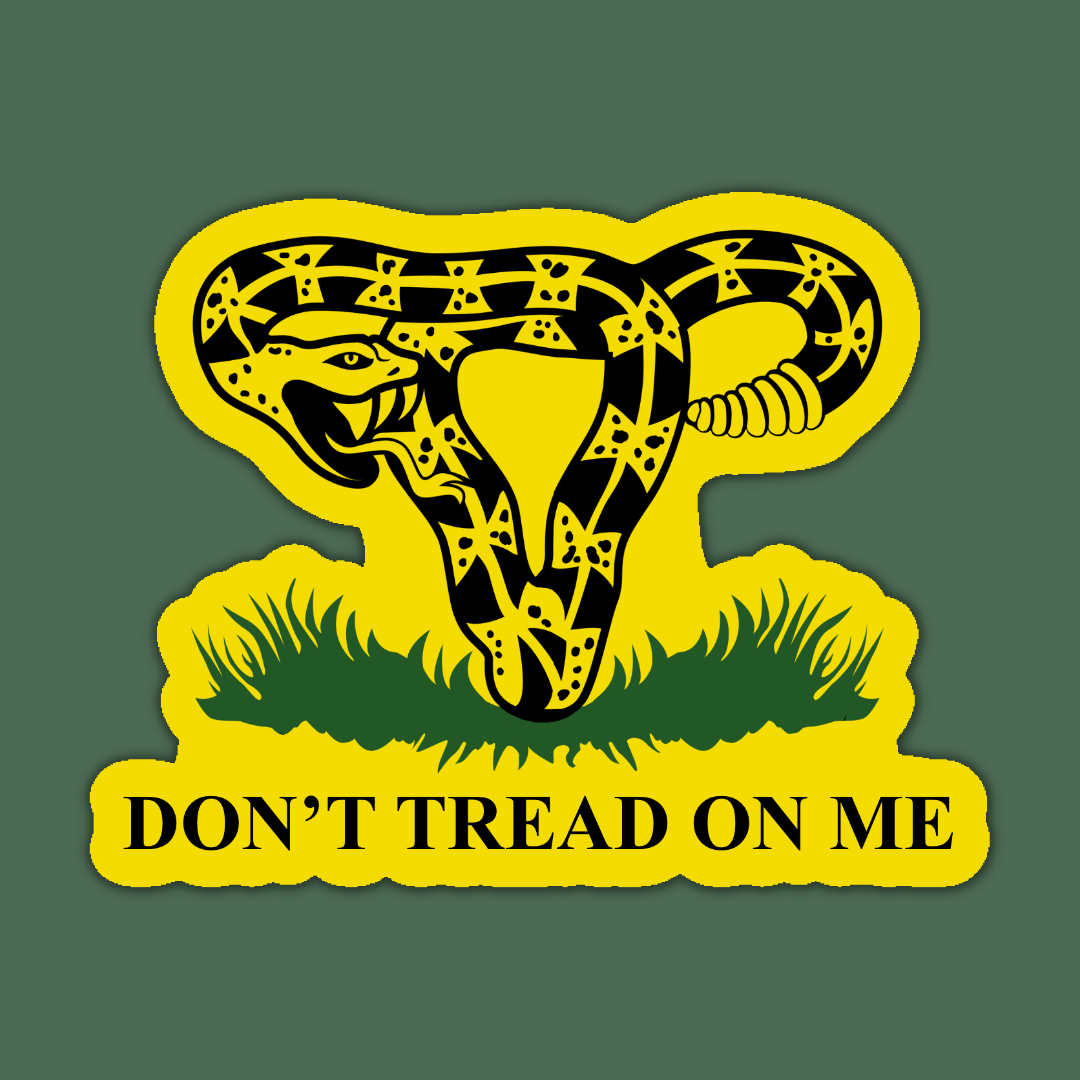 Yellow and black snake logo with 'Don't Tread on Me' text on a green background