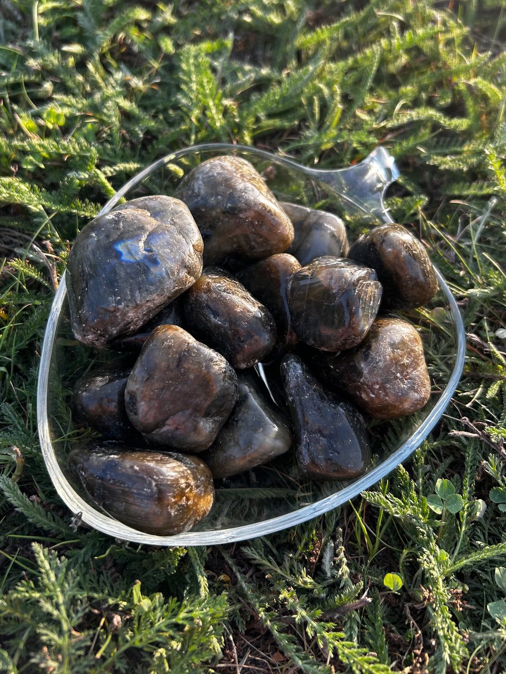 Large Labradorite tumbled stone with blue and green flashes