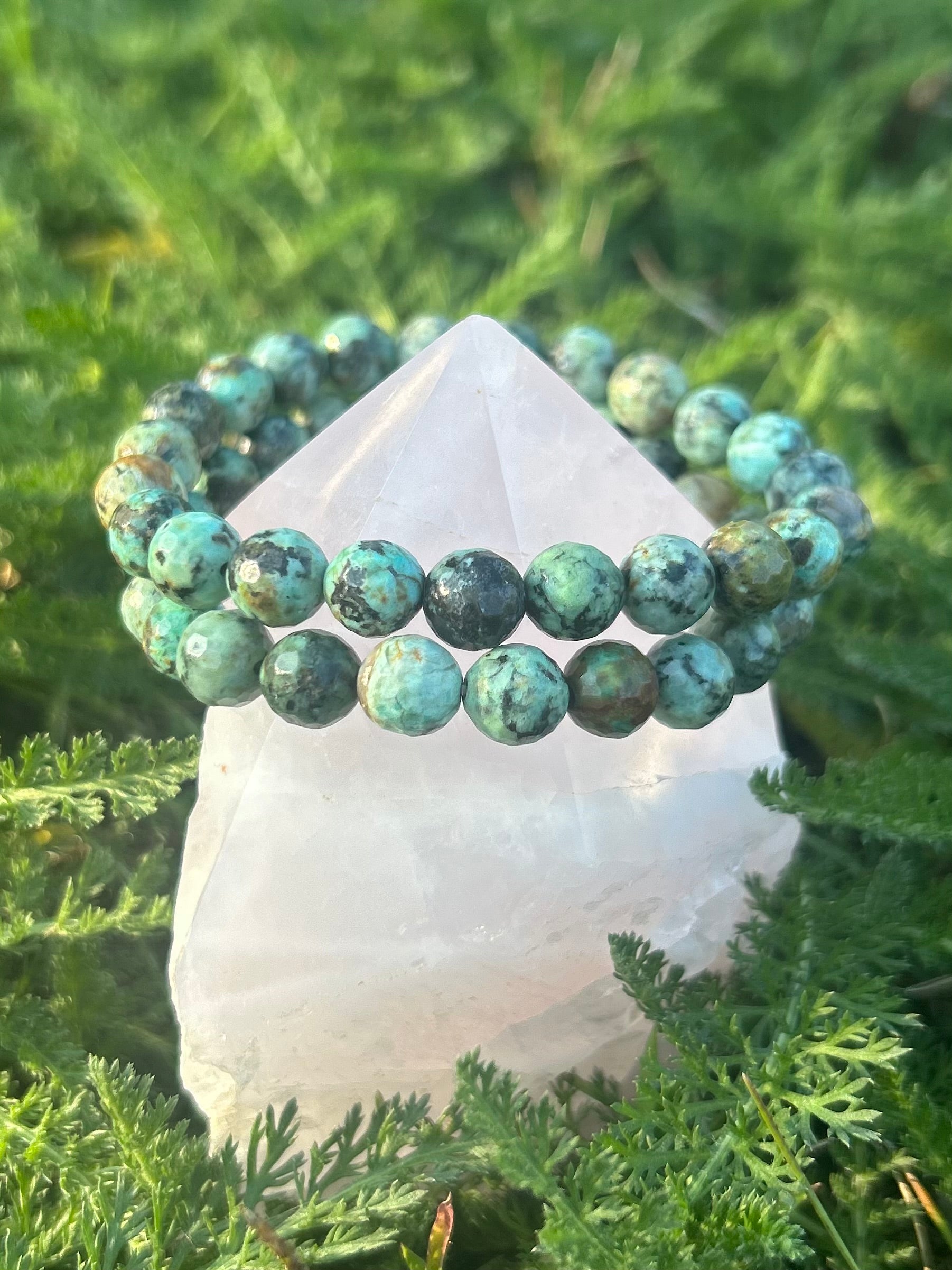 African Turquoise Faceted Bracelet | 8mm Natural Gemstone