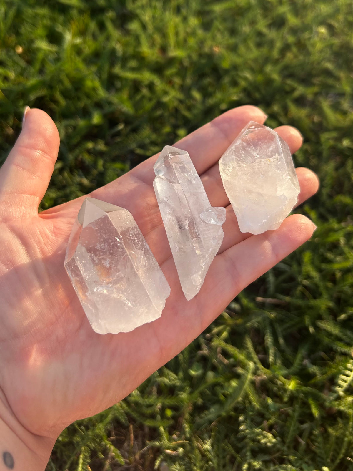 Close-up of natural Clear Quartz crystal point with unique internal details