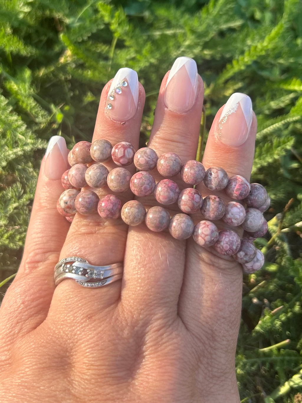 Chrysanthemum Stone Bracelet | 8mm Natural Gemstone