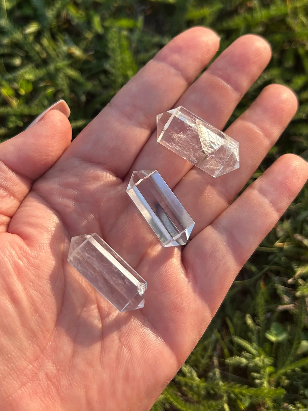 Clear Quartz double terminated crystal point with natural internal formations