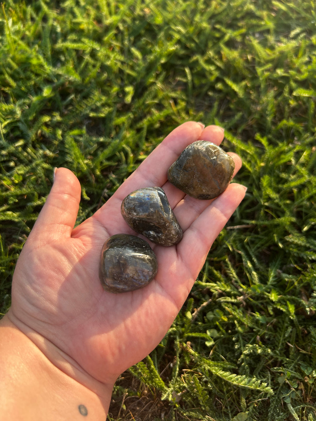 Natural Labradorite tumbled stone with unique iridescent coloring