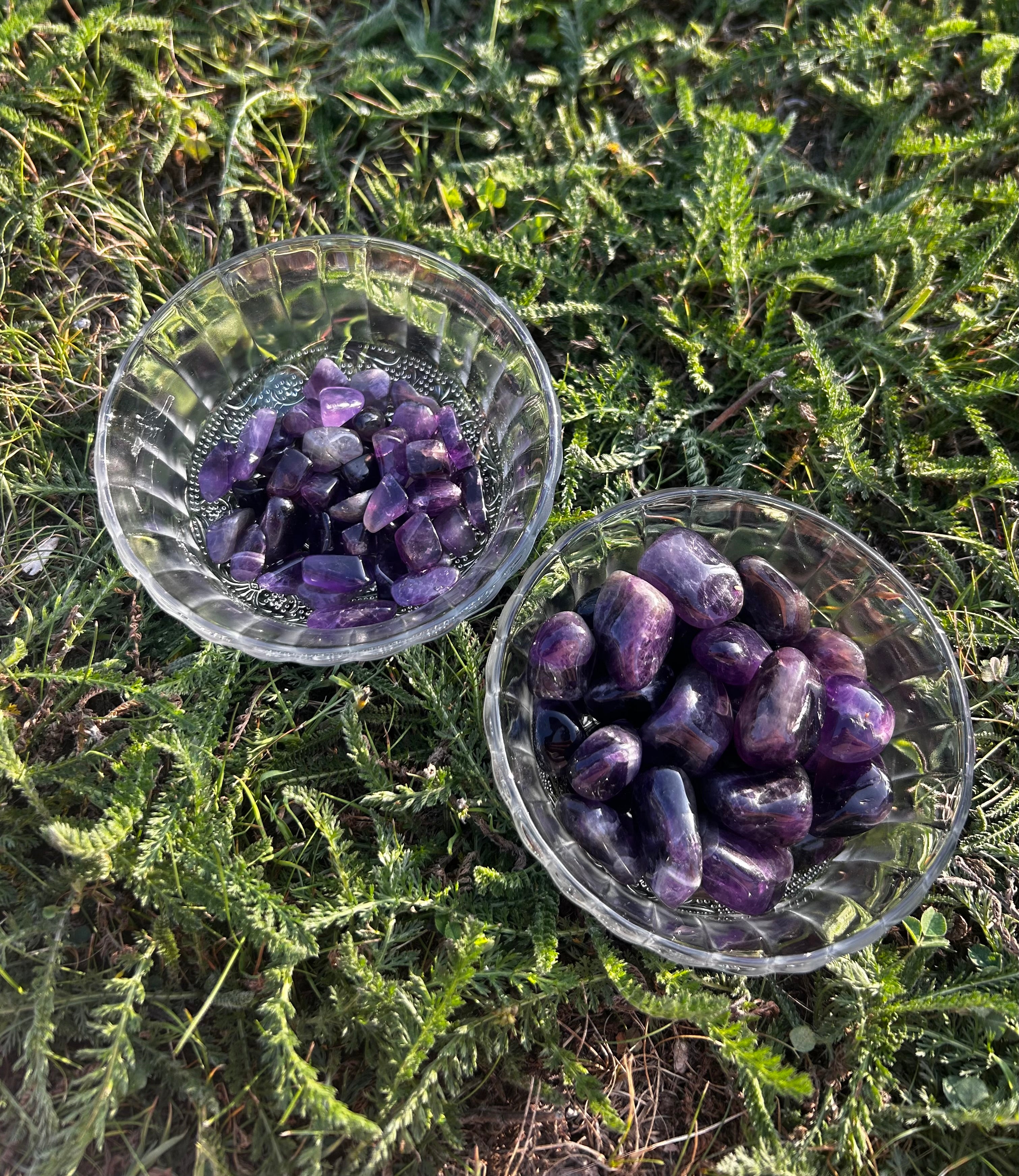 Natural Amethyst tumbled stone with polished purple surface