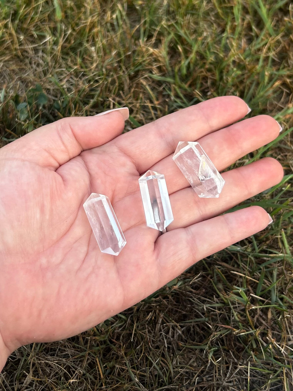 Close-up of polished Clear Quartz crystal showing transparent inclusions