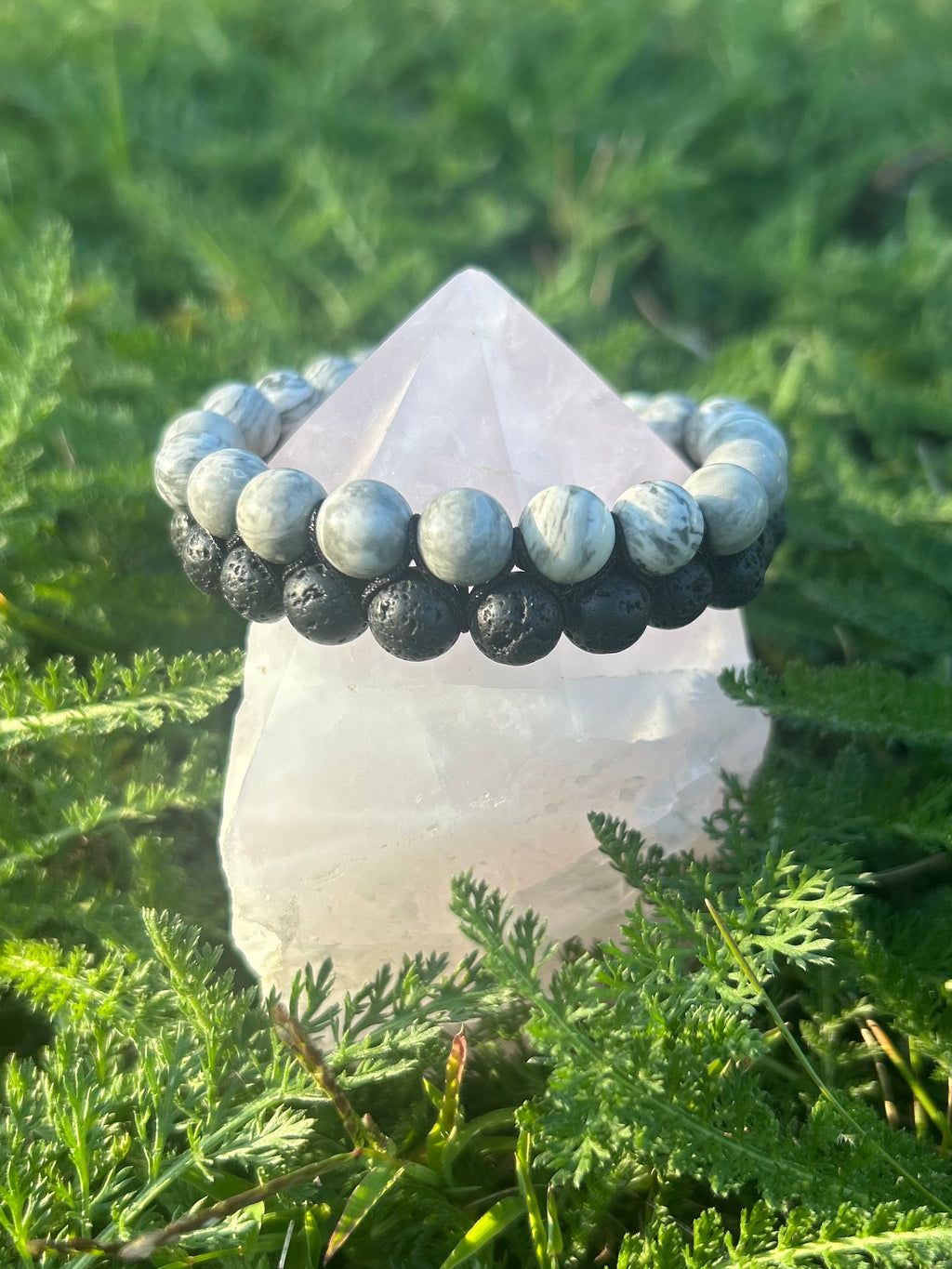 Map Jasper & Lava Stone Bracelet | Adjustable Unisex