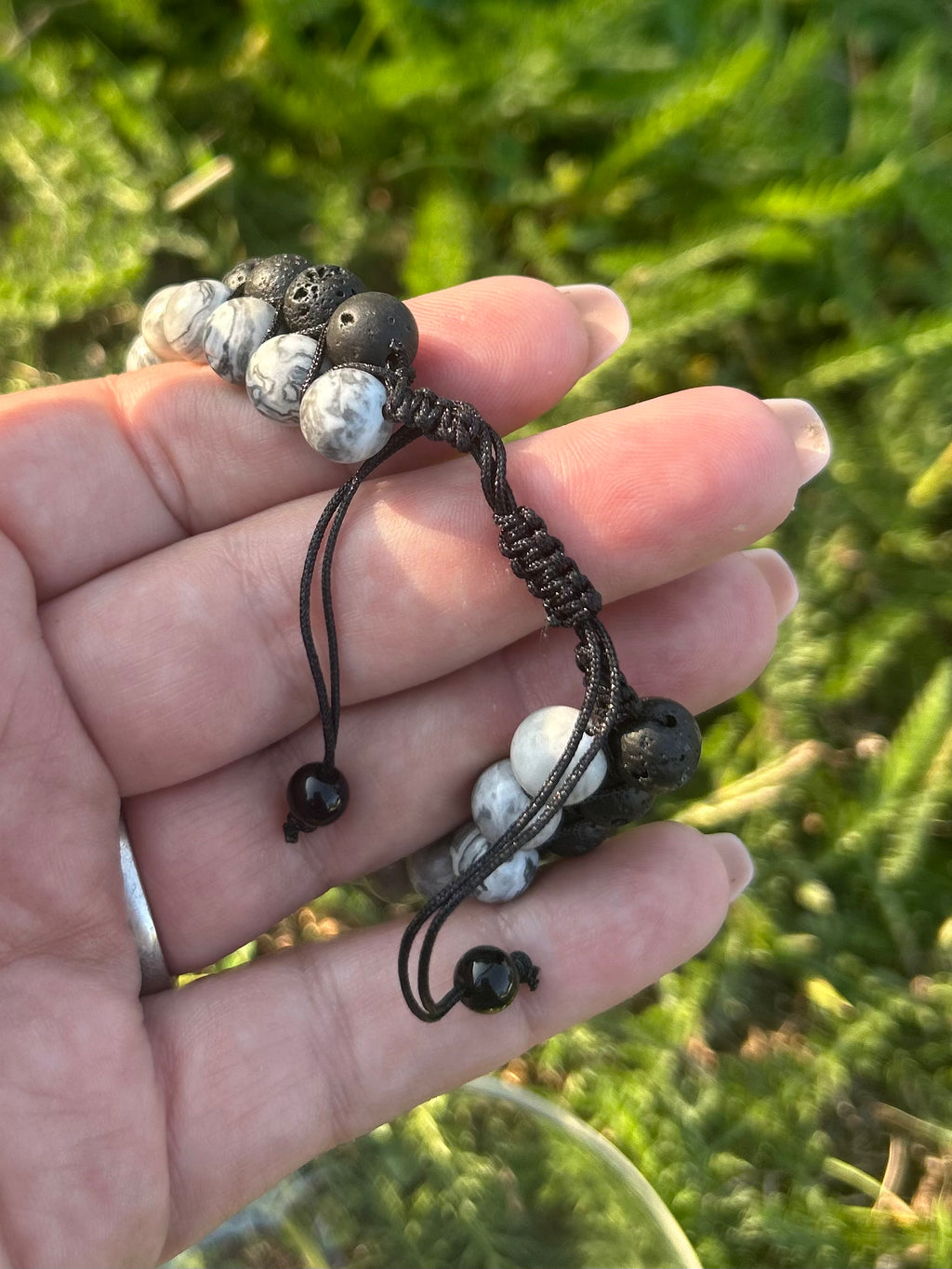 Map Jasper & Lava Stone Bracelet | Adjustable Unisex