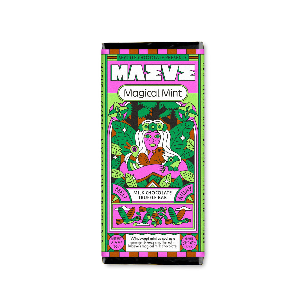 Maeve Magical Mint chocolate bar packaging on a white background