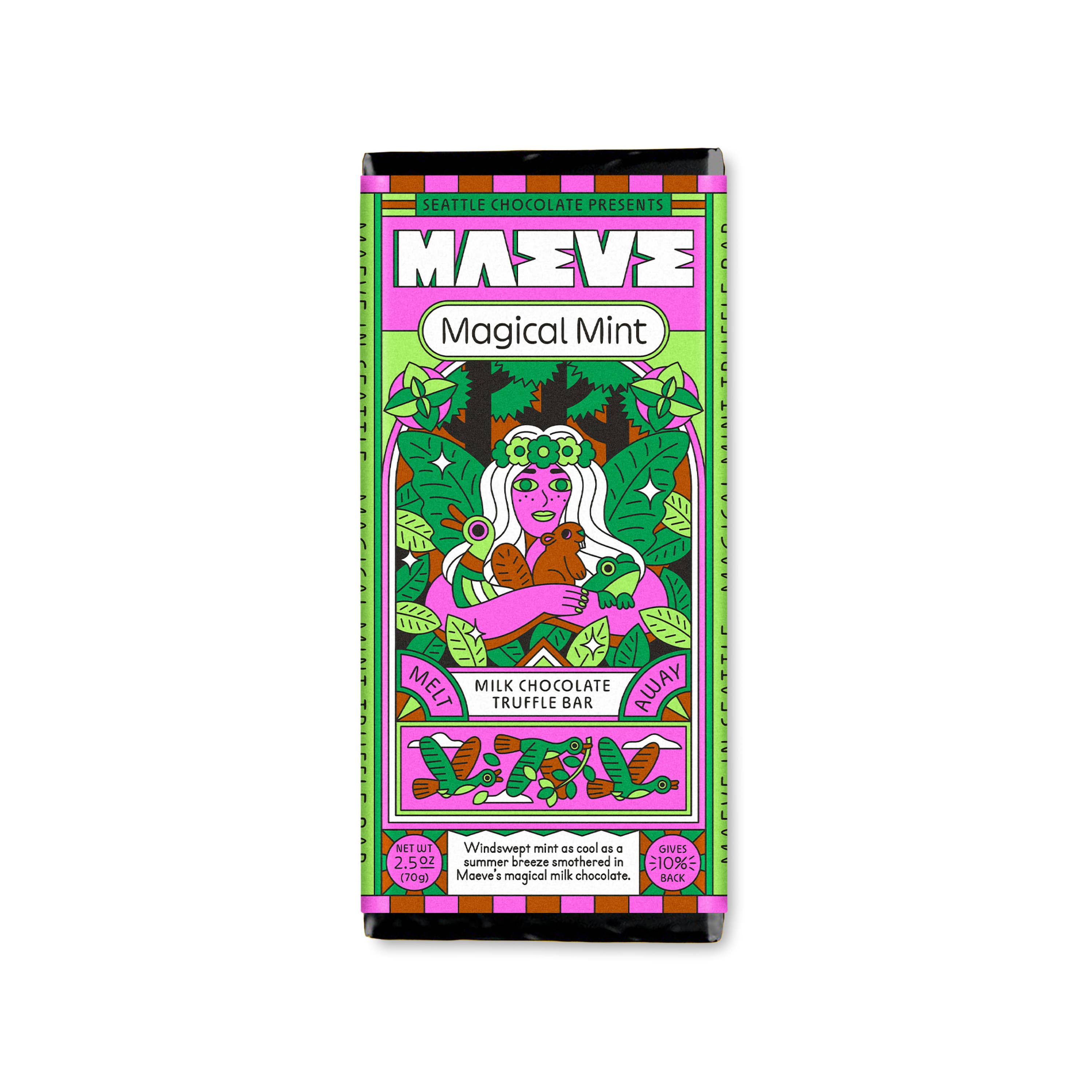 Maeve Magical Mint chocolate bar packaging on a white background