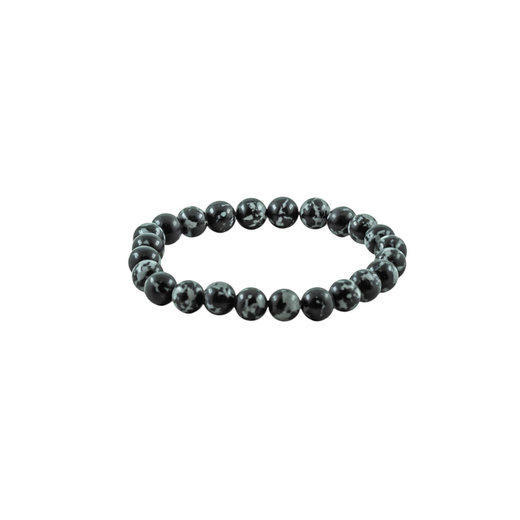 Snowflake Obsidian bracelet with 8mm black and white gemstone beads