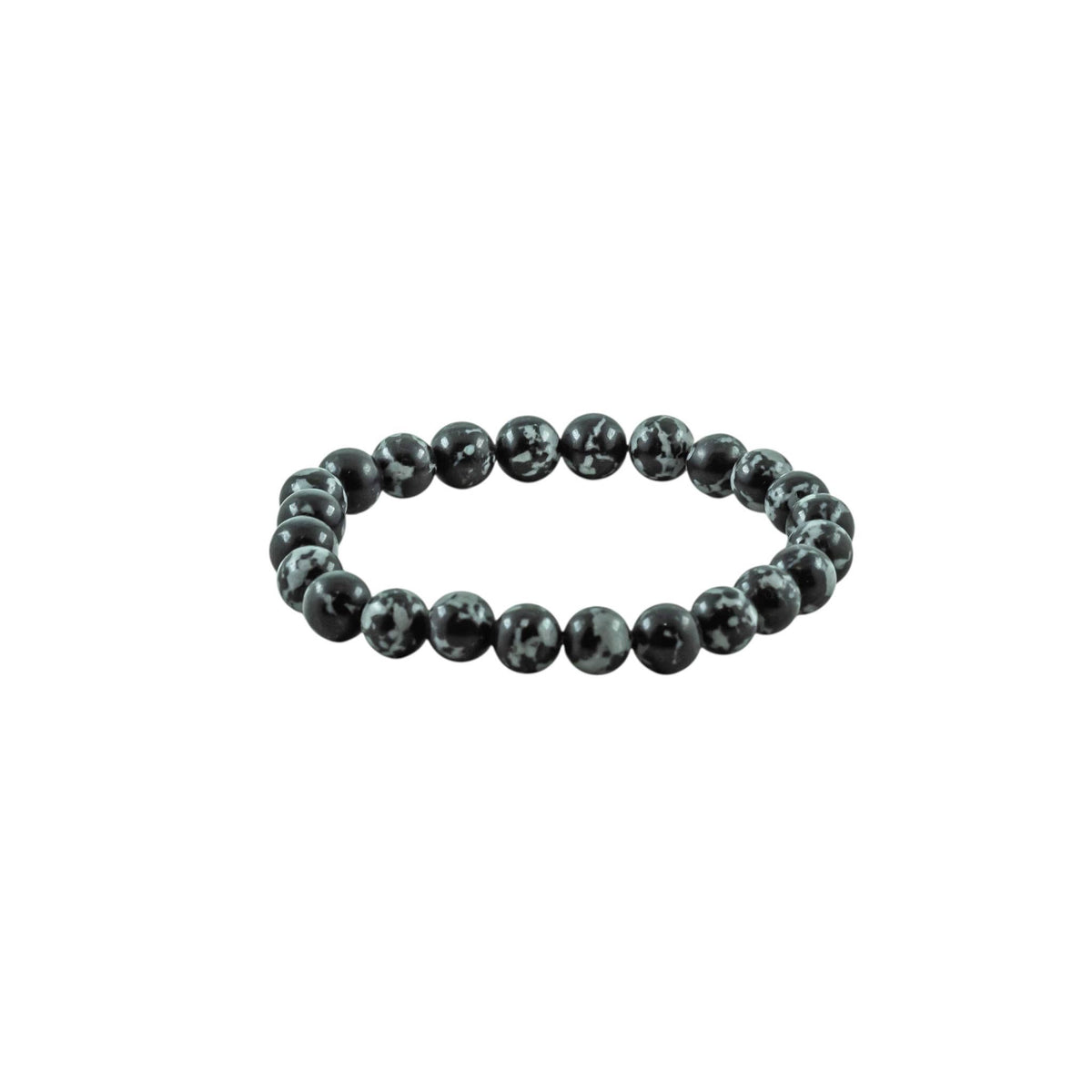 Snowflake Obsidian bracelet with 8mm black and white gemstone beads