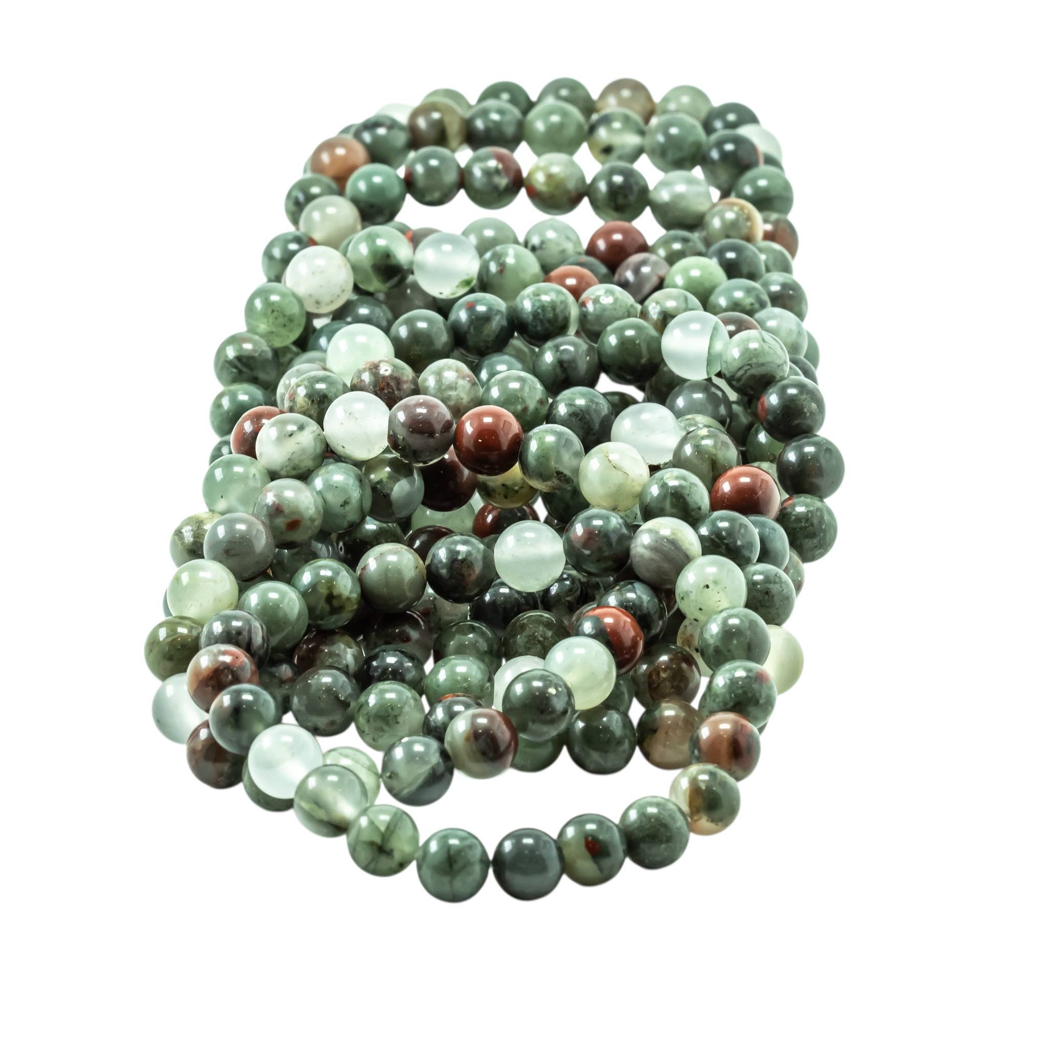 8mm Bloodstone elastic stretch bracelets with unique natural patterns