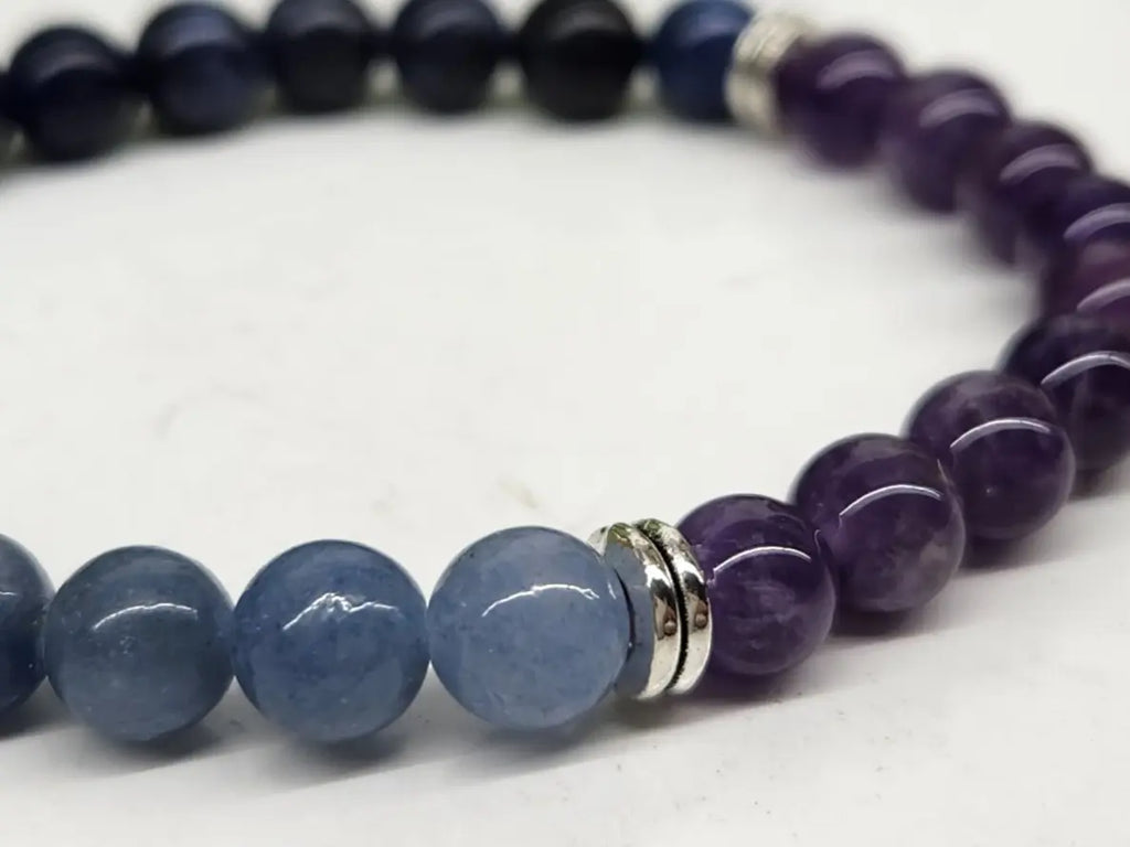 6mm children’s crystal intention bracelet featuring Blue Aventurine, Sodalite and Amethyst natural gemstones
