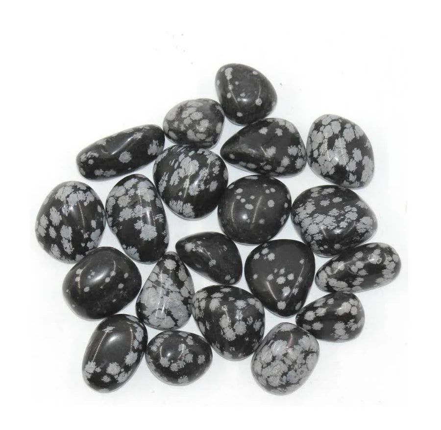 Snowflake Obsidian tumbled stone with natural white snowflake patterns